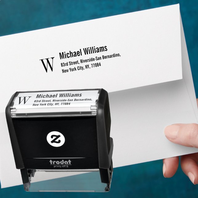 Anpassningsbar Monogram Namn Professionell Returad Självfärgande Stämpel (Custom Monogram Name Professional Return Address Self-inking Stamp)