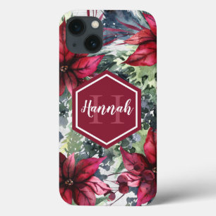 Anpassningsbar Monogram Namn Red Poinsettia