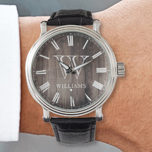 Anpassningsbar Monogram Namn Rustic Farmhouse Armbandsur