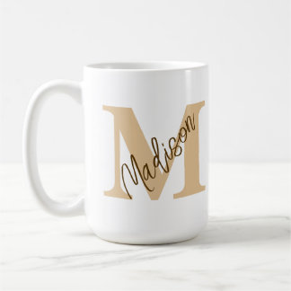 Anpassningsbar Monogram Namn Tan Brown Mugg