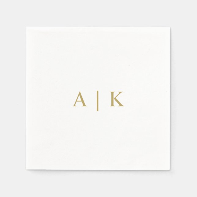 Anpassningsbar Monogram Napkins Faux Guld Pappersservett (Framsidan)