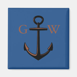 Anpassningsbar Monogram Nautical Anchor and Line Magnet