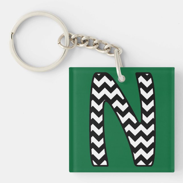 Anpassningsbar, Monogram-nyckelkedja: N: Svart, Vi (Framsidan)