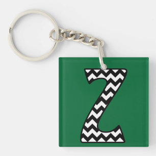 Anpassningsbar, Monogram-nyckelkedja: Z: Black, Wh