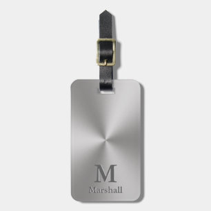Anpassningsbar Monogram och Namn på Metallen Silve Bagagebricka