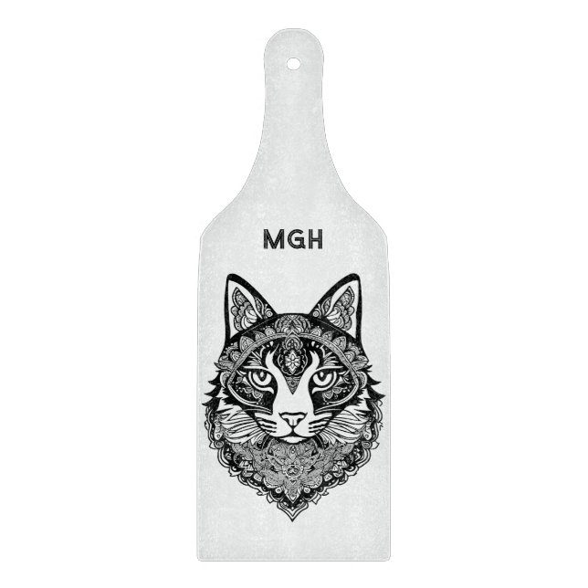 Anpassningsbar Monogram Ornamental Cat (Framsidan)