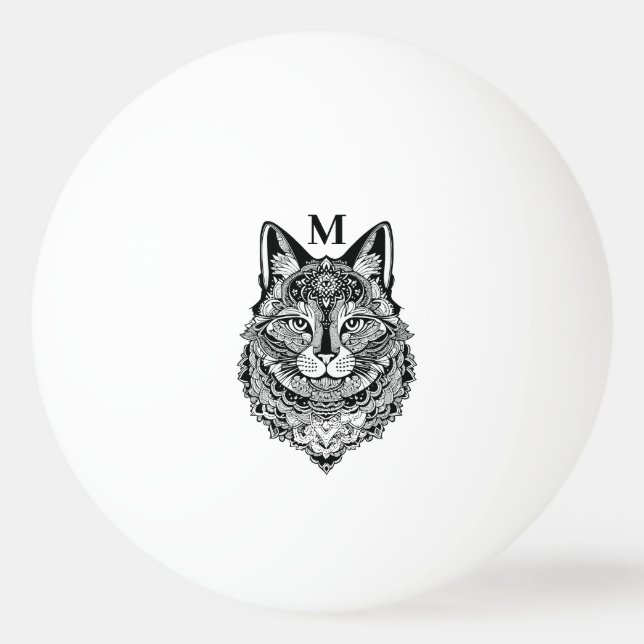 Anpassningsbar Monogram Ornamental Cat Pingisboll (Framsidan)