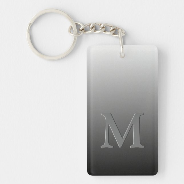 Anpassningsbar Monogram på Ombre Black Grått White (Framsidan)