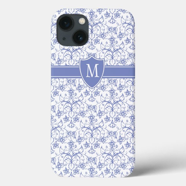 Anpassningsbar Monogram på Snyggt Blue Periwinkle  (Baksida)