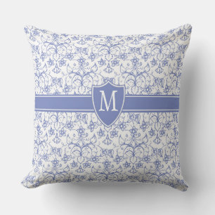 Anpassningsbar Monogram på Snyggt Blue Periwinkle Kudde