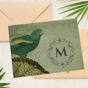 Anpassningsbar Monogram Parrot Anteckningskort