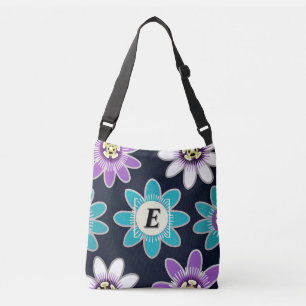 Anpassningsbar Monogram Passion Flower Blommigt Axelväska