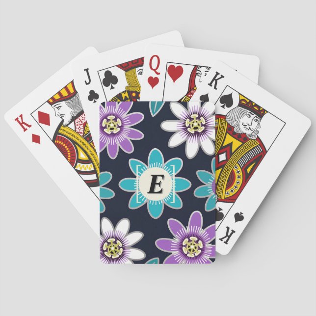 Anpassningsbar Monogram Passion Flower Poker-kort Casinokort (Baksidan)