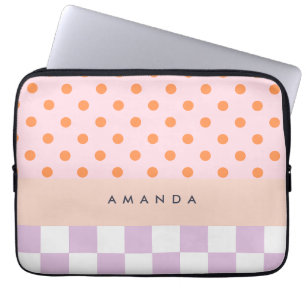 Anpassningsbar Monogram Pastel Polka Dot Lilac Che Laptop Fodral