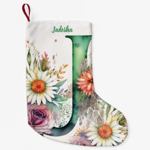 Anpassningsbar Monogram Personlig Blommigt Vattenf Liten Julstrumpa