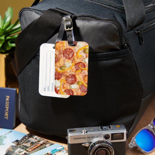 Anpassningsbar monogram PIZZA Bagagebricka (Framsida & Baksida)