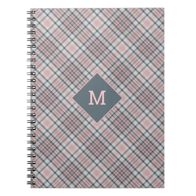 Anpassningsbar Monogram Play/Tartan Mönster Anteckningsbok (Framsidan)
