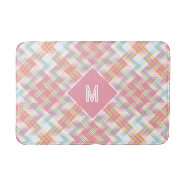 Anpassningsbar Monogram Play/Tartan Mönster Badrumsmatta (Framsidan)