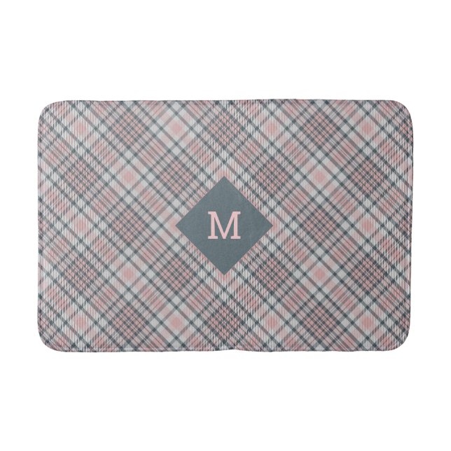 Anpassningsbar Monogram Play/Tartan Mönster Badrumsmatta (Framsidan)