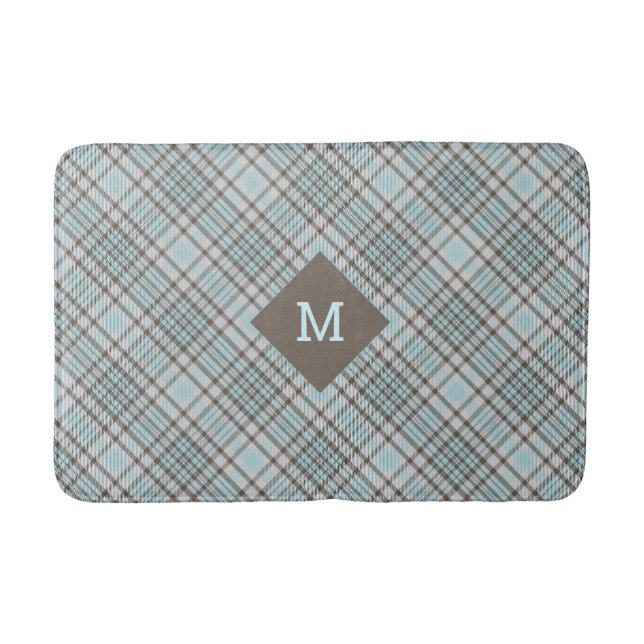Anpassningsbar Monogram Play/Tartan Mönster Bath M Badrumsmatta (Framsidan)