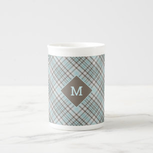Anpassningsbar Monogram Play/Tartan Mönster Benporslin Mugg