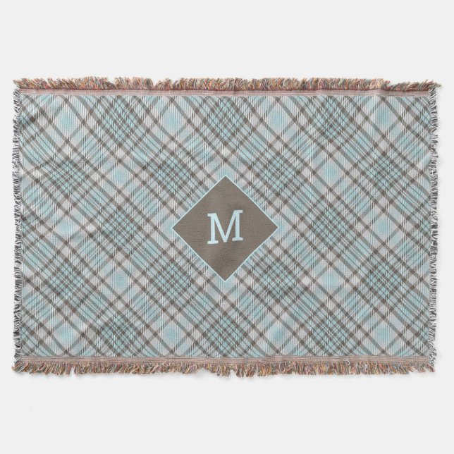 Anpassningsbar Monogram Play/Tartan Mönster Filt (Framsidan)