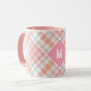 Anpassningsbar Monogram Play/Tartan Mönster Mugg