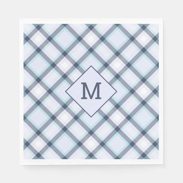 Anpassningsbar Monogram Play/Tartan Mönster Pappersservett (Framsidan)