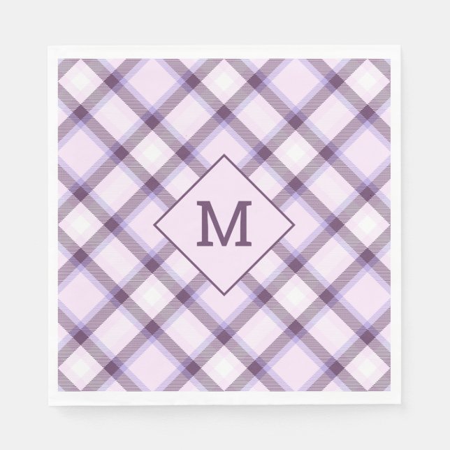 Anpassningsbar Monogram Play/Tartan Mönster Pappersservett (Framsidan)