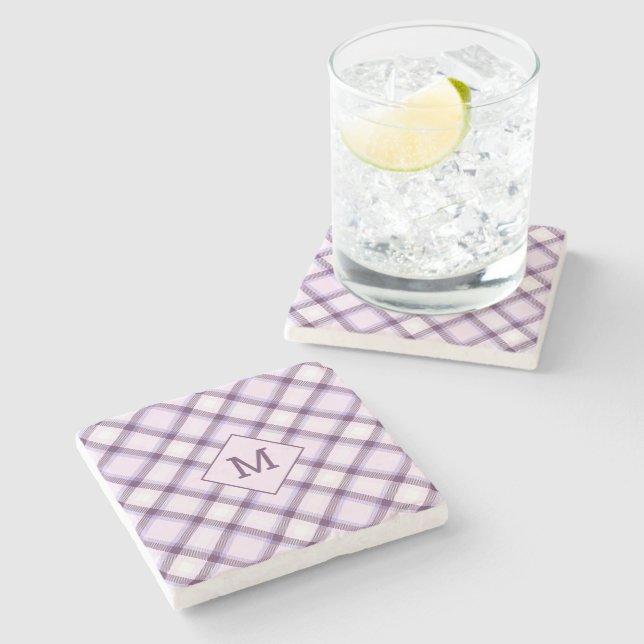 Anpassningsbar Monogram Play/Tartan Mönster Stenunderlägg (Sidan)
