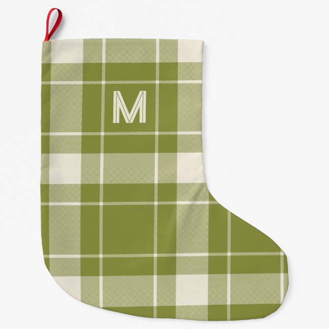 Anpassningsbar Monogram Play/Tartan Mönster Stor Julstrumpa (Framsidan)