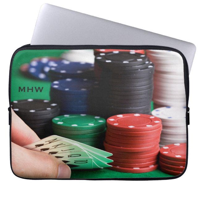 Anpassningsbar monogram POKER laptop sleeve (Framsidan)