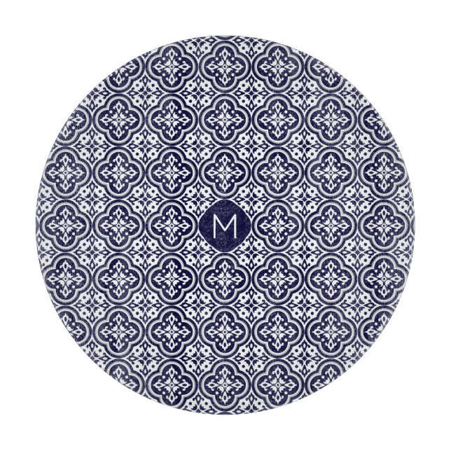 Anpassningsbar Monogram Portugisiska Tiles Mönster (Framsidan)