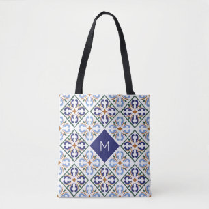 Anpassningsbar Monogram Portugisiska Tiles Mönster Tygkasse