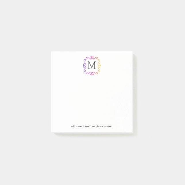 Anpassningsbar Monogram Post-it® Notes Post-it Block (Framsida)