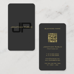 Anpassningsbar Monogram QR-kodmall svart och Guld Visitkort