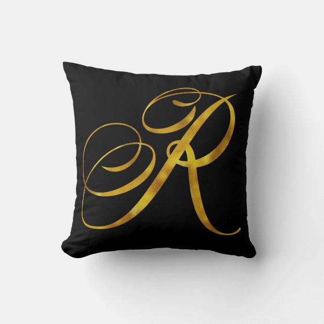 Anpassningsbar Monogram R Faux Gold Foil Monogram  Kudde (Framsida)