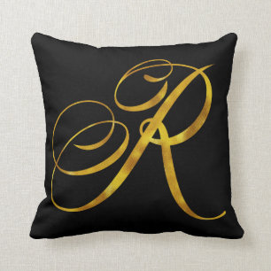 Anpassningsbar Monogram R Faux Gold Foil Monogram Kudde