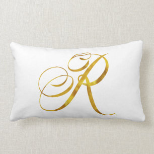 Anpassningsbar Monogram R Faux Gold Foil Monogram Lumbarkudde
