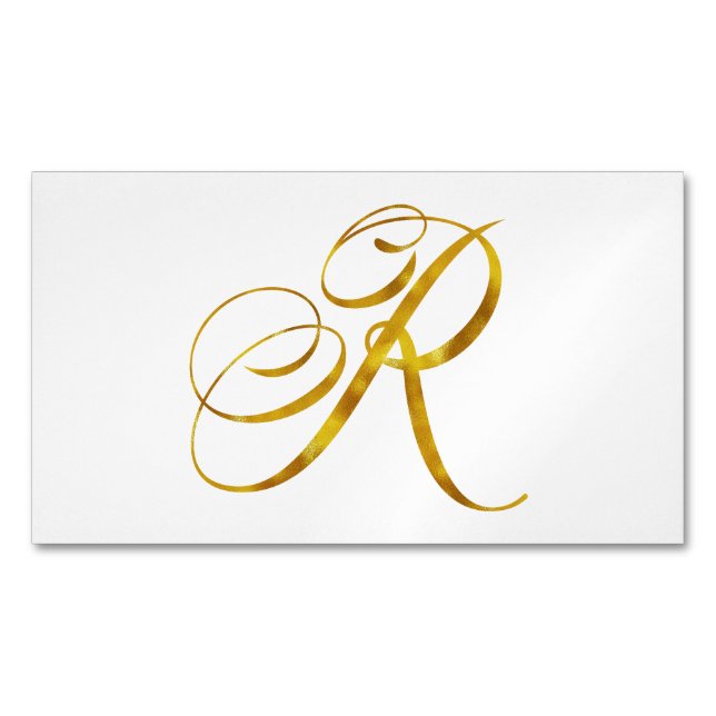 Anpassningsbar Monogram R Faux Gold Foil Monogram  Visitkortmagnet (Framsida)