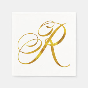 Anpassningsbar Monogram R Faux guldfoil Monogram I Pappersservett