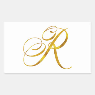 Anpassningsbar Monogram R Faux guldfoil Monogram I Rektangulärt Klistermärke