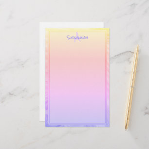Anpassningsbar Monogram Rainbow Lila Rosa Orange G Brevpapper