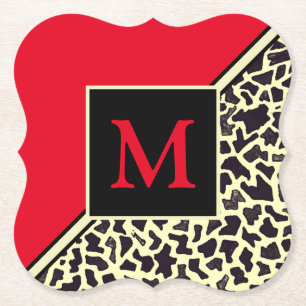 Anpassningsbar Monogram Red Leopard Underlägg Papper