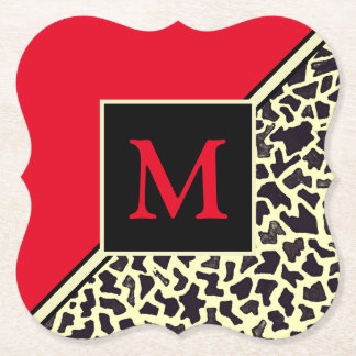 Anpassningsbar Monogram Red Leopard Underlägg Papper