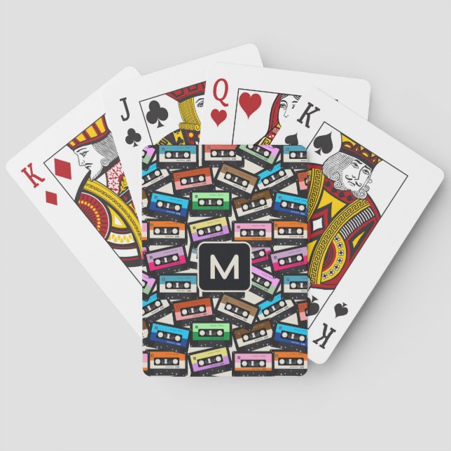 Anpassningsbar Monogram Retro Casette-band Casinokort (Baksidan)