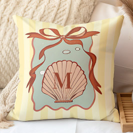 Anpassningsbar Monogram Retro-kustseashell Kudde