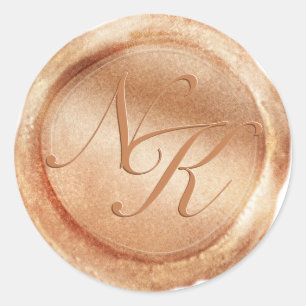 Anpassningsbar Monogram Ro Vax sälstomme för Guld Runt Klistermärke