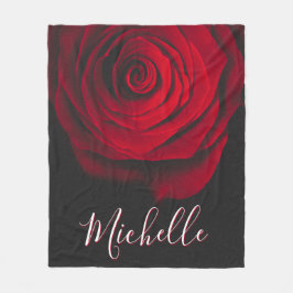 Anpassningsbar monogram röd ros vintage fotografi  fleecefilt