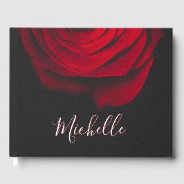 Anpassningsbar monogram röd ros vintage fotografi  gästböcker